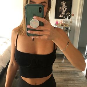 Black, exposed underwire tank